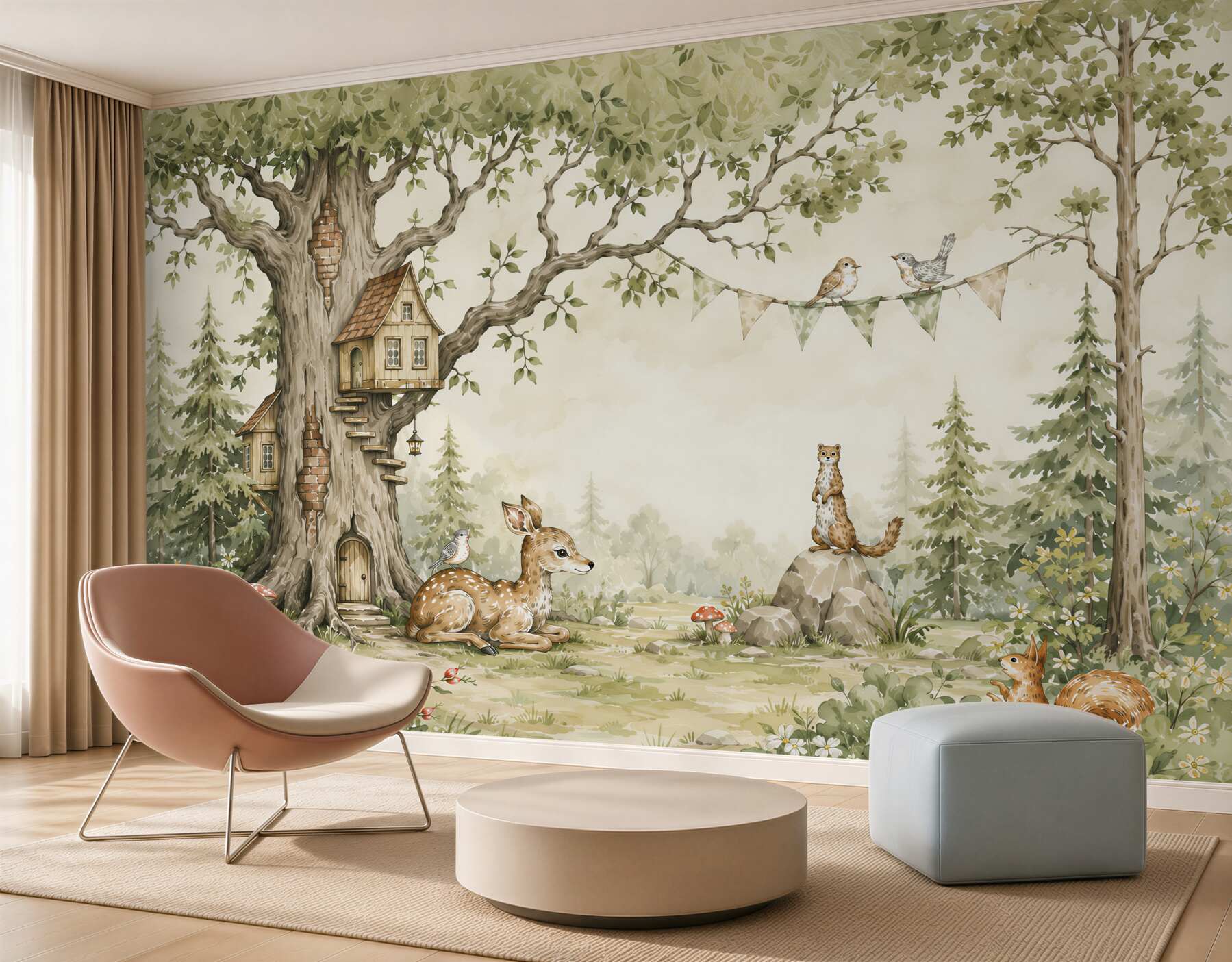Fotobehang Dieren rusten thuis in een boom