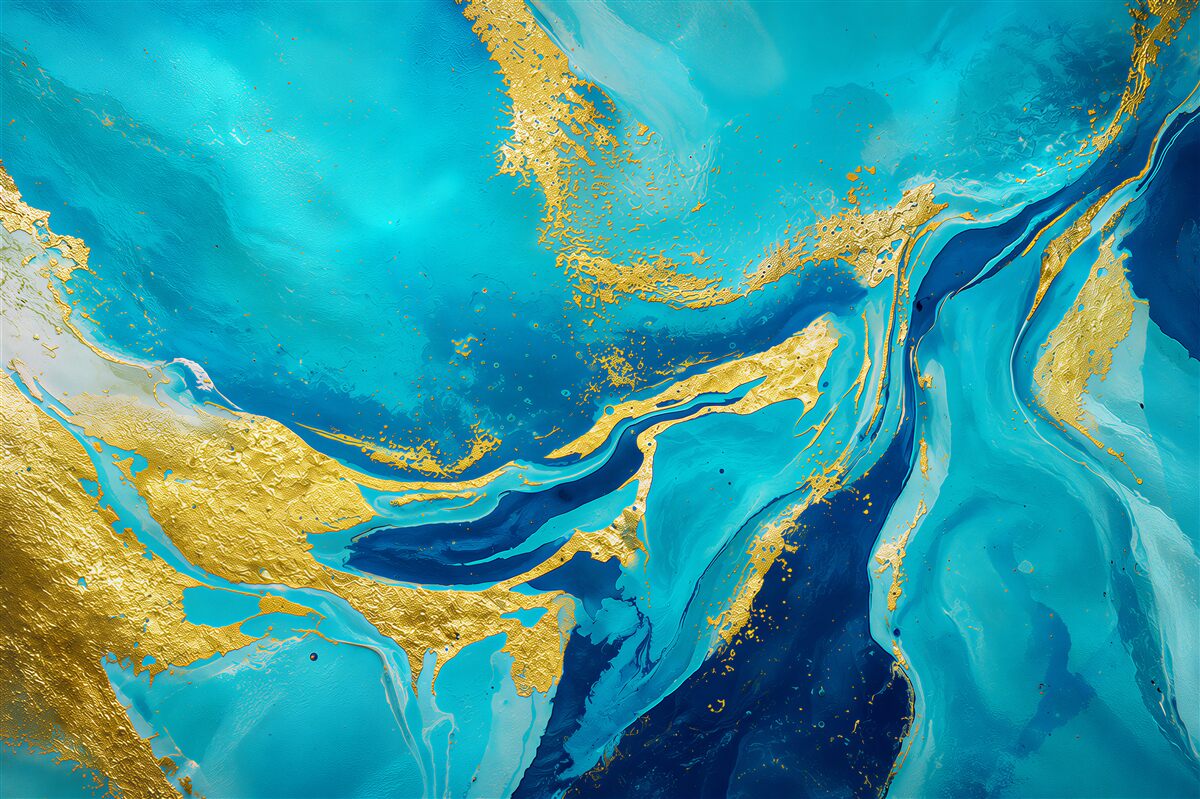 Fotobehang elegante abstracte blauw-gouden marmer voor een moderne woonkamer