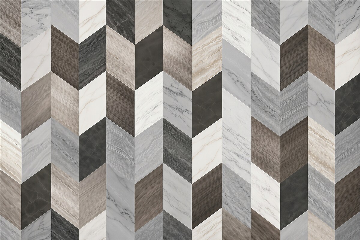 Fotobehang geometrisch marmer grijs-beige modern patroon 3D