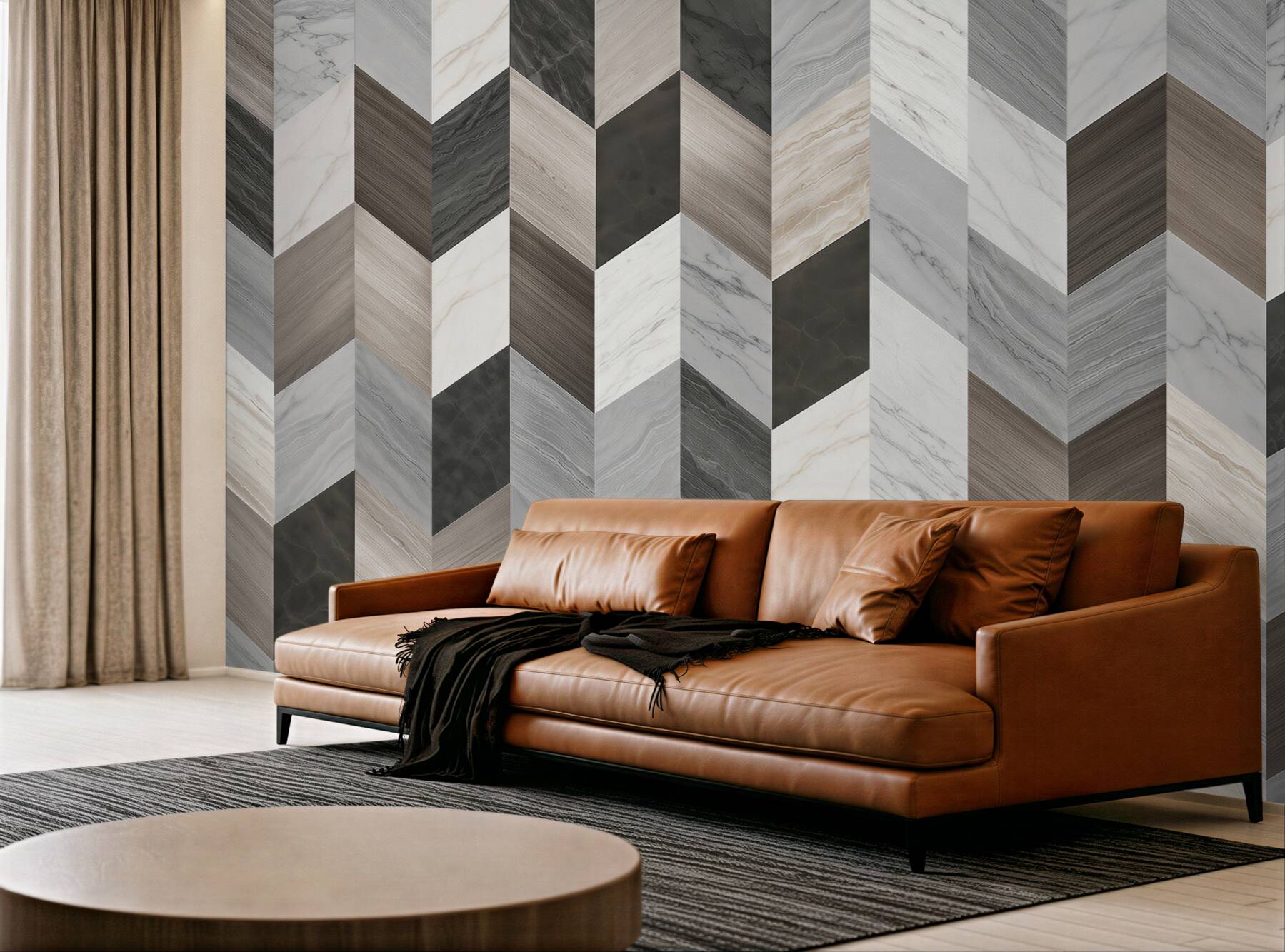 Fotobehang geometrisch marmer grijs-beige modern patroon 3D