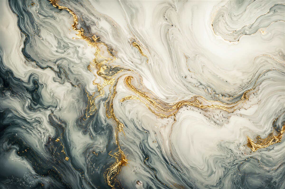 Fotobehang marmer wit-blauw met gouden aderen modern