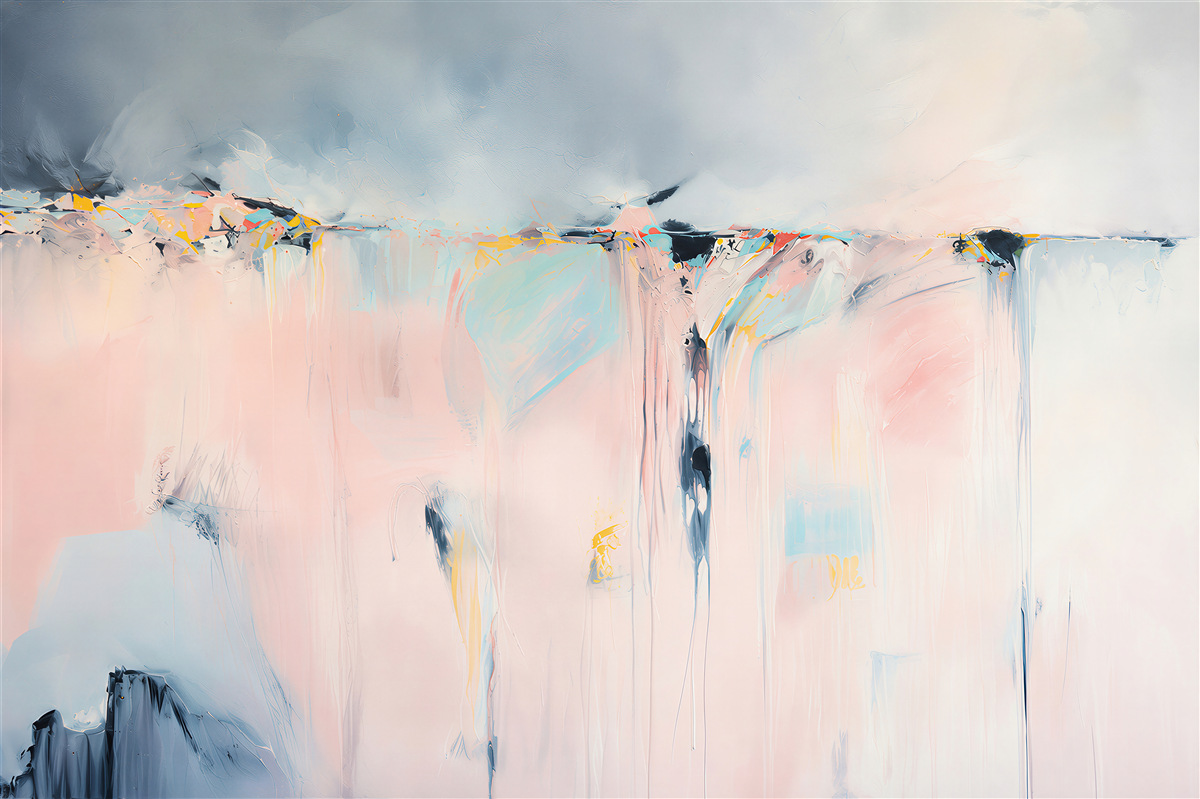 Fotobehang abstracte pastelstrepen in zachte tinten roze en blauw