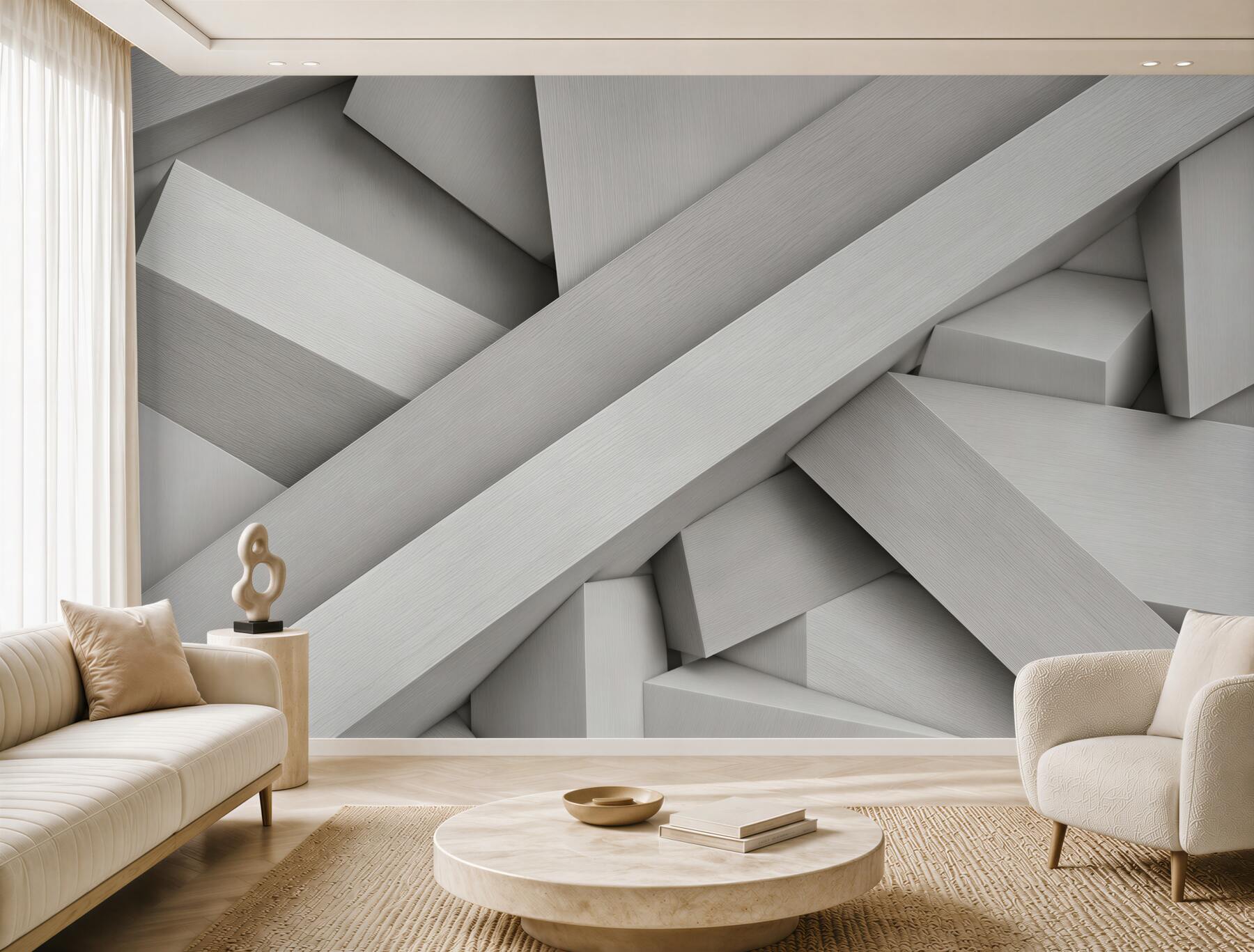 Fotobehang abstracte geometrische vormen beige 3D voor een modern interieur
