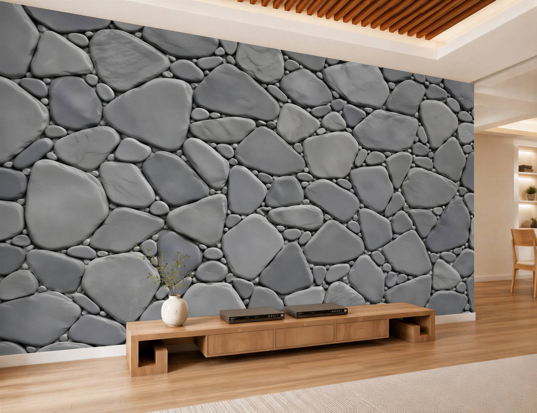 Fotobehang lichte decoratieve stenen 3D in minimalistische stijl