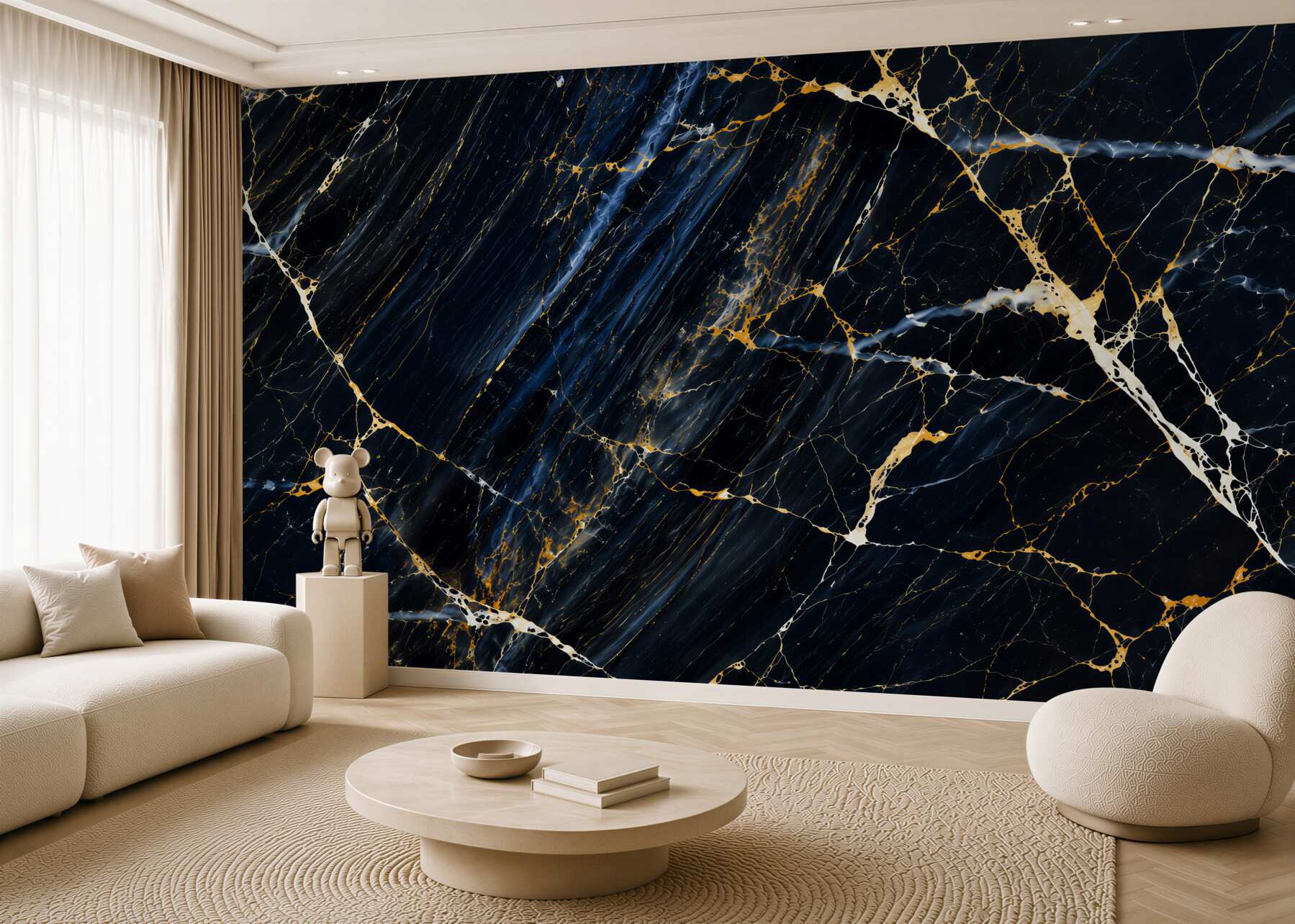Fotobehang witte marmer met gouden aderen moderne elegantie