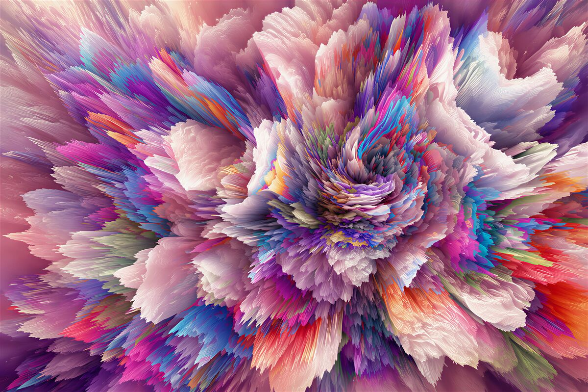 Fotobehang abstracte regenboogbloem