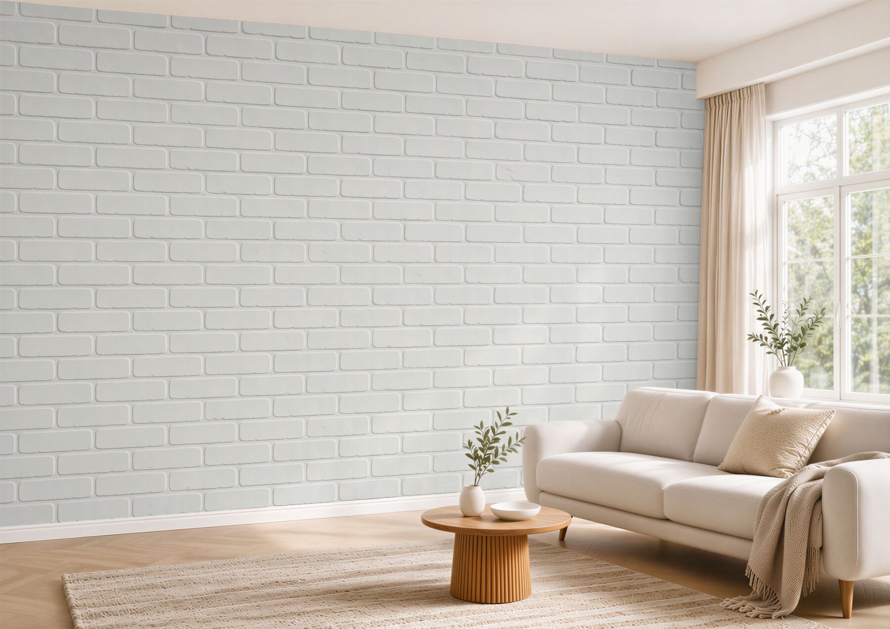 Fotobehang witte bakstenen muur