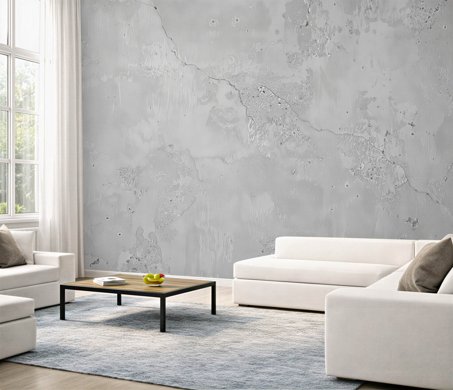 Fotobehang gekrast grijs cement