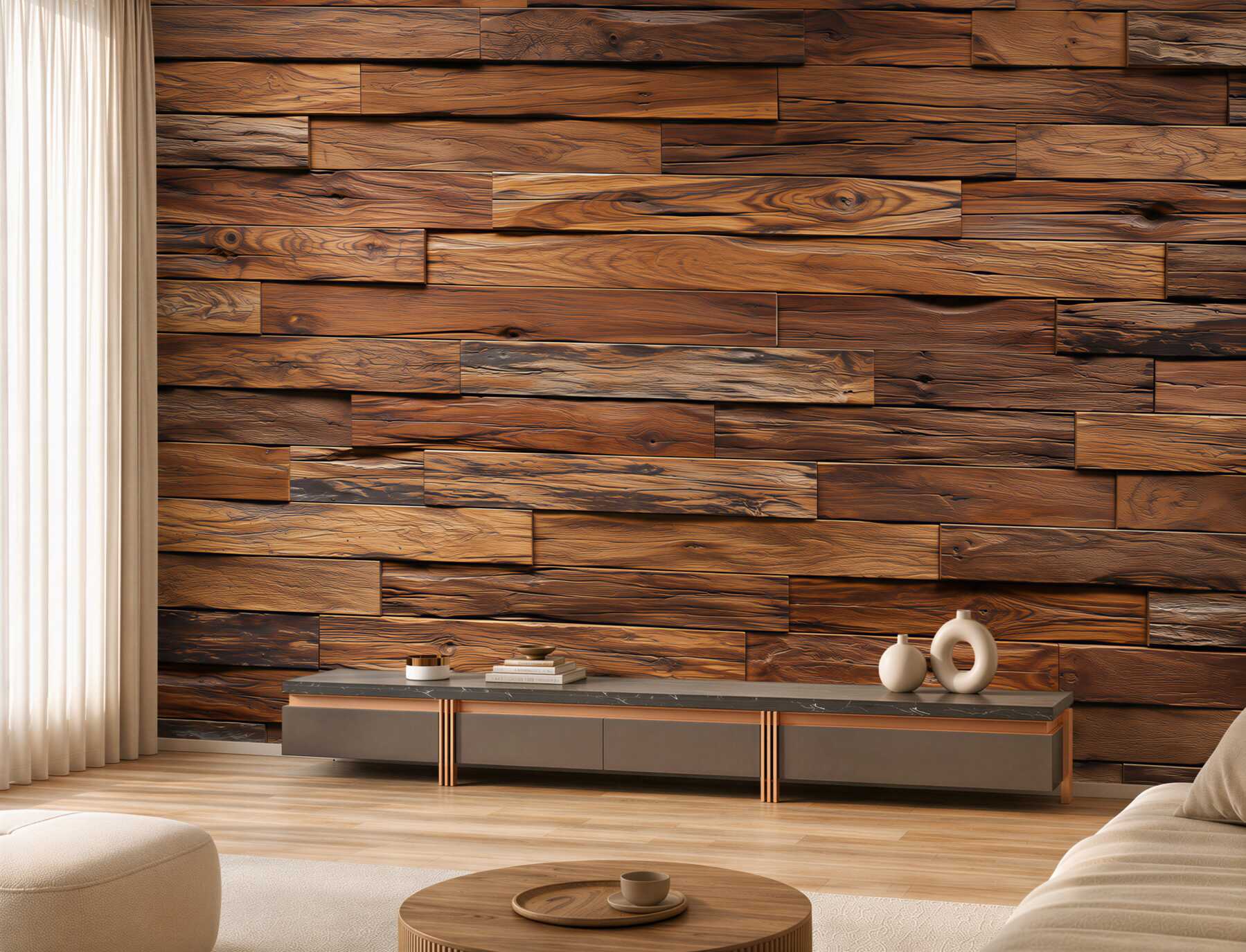 Fotobehang oude bruine houten plank