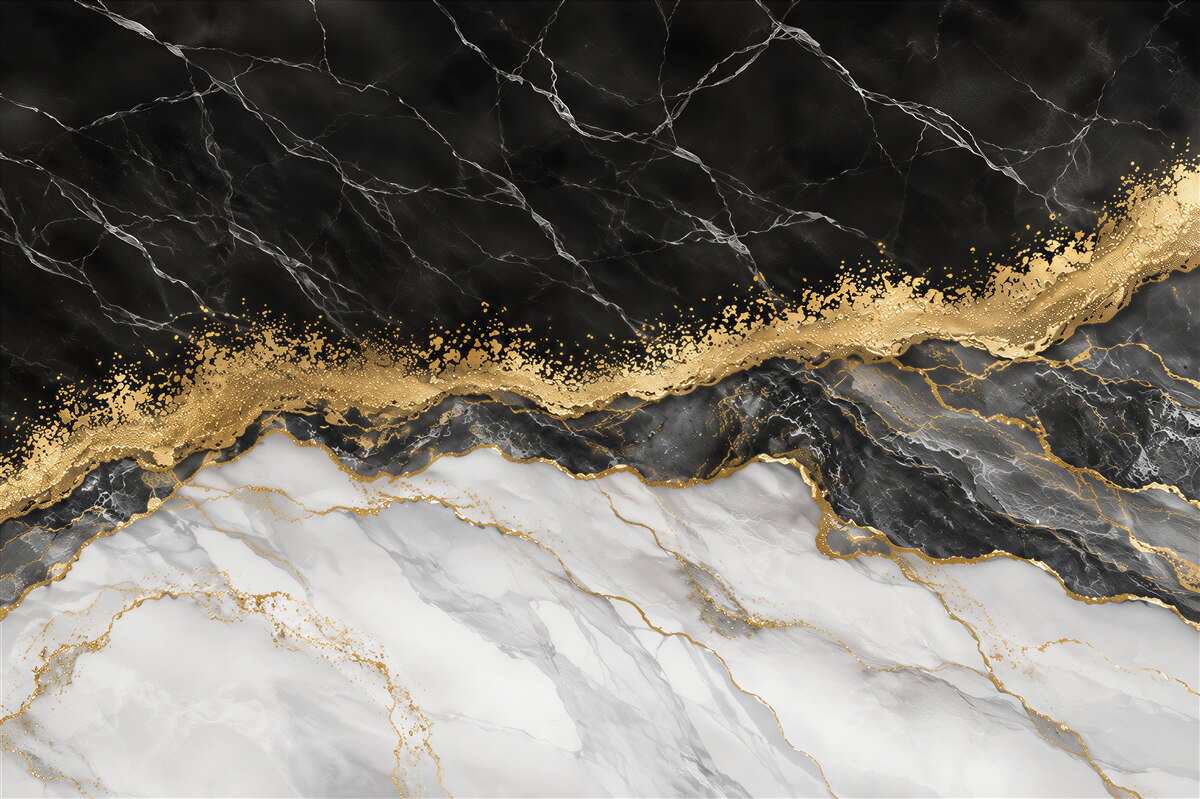Fotobehang zwart-gouden marmer achtergrond