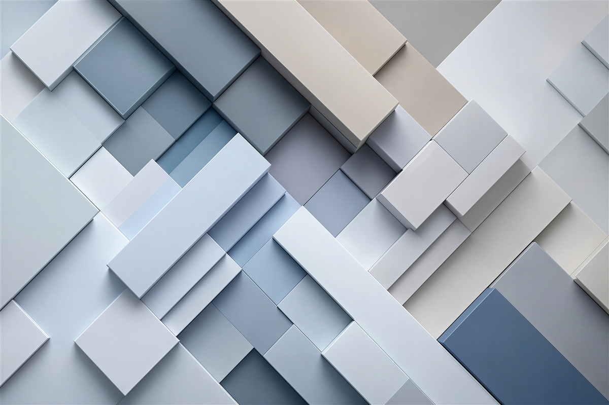 Fotobehang rechthoekige abstractie in blauwtinten