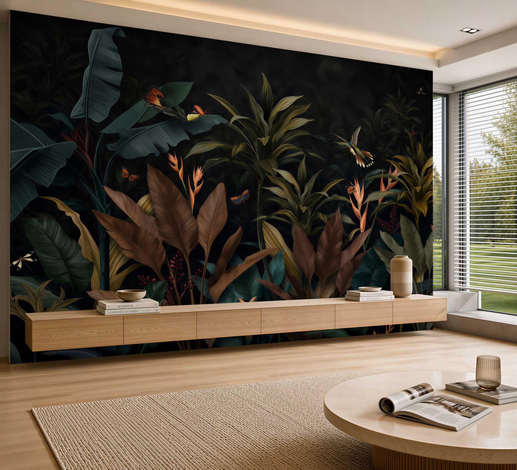 Fotobehang nachtelijke vegetatie van de jungle