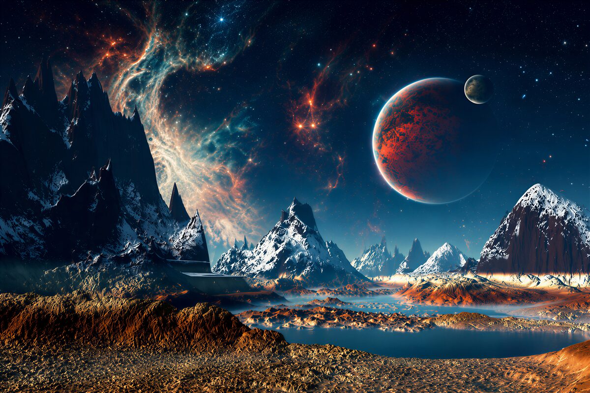 Fotobehang oppervlak van een sciencefictionplaneet