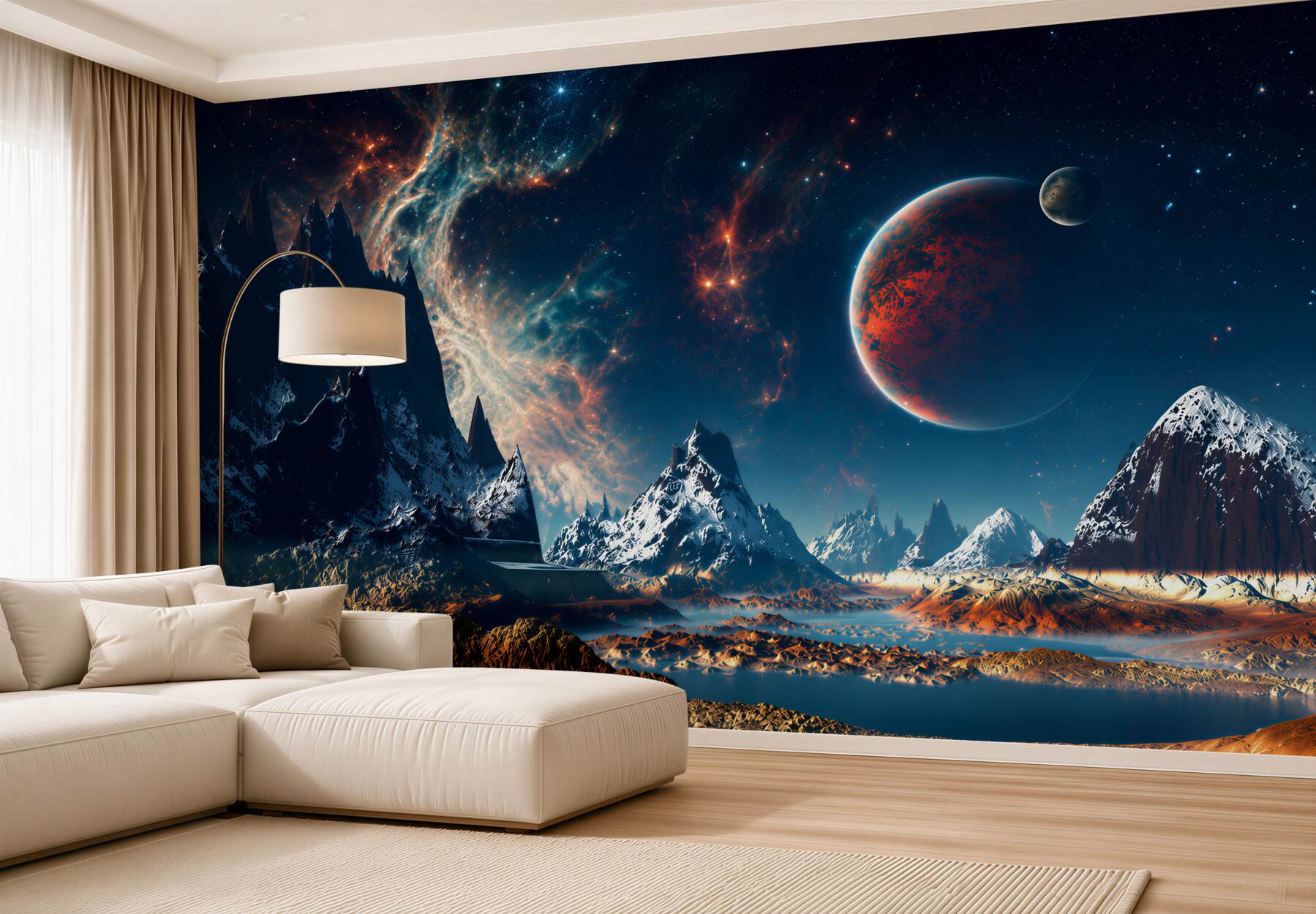 Fotobehang oppervlak van een sciencefictionplaneet