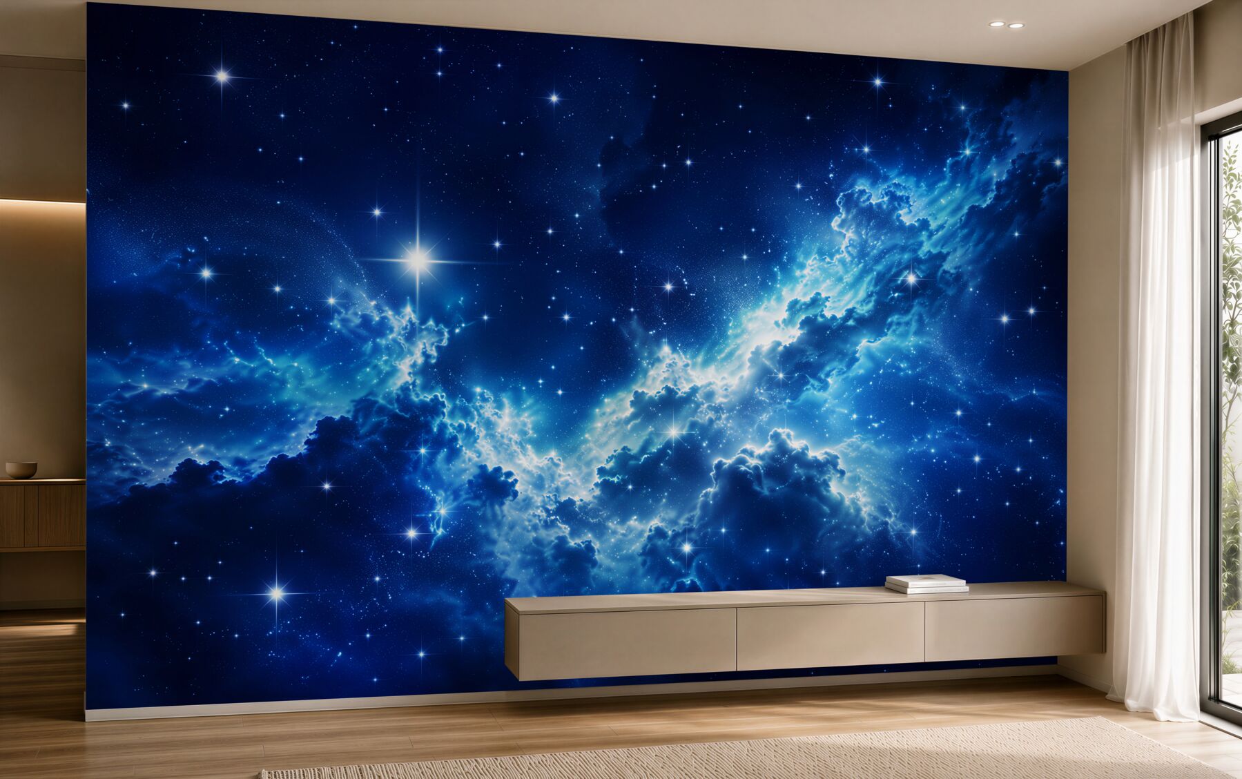 Fotobehang blauwe sterrenhemel