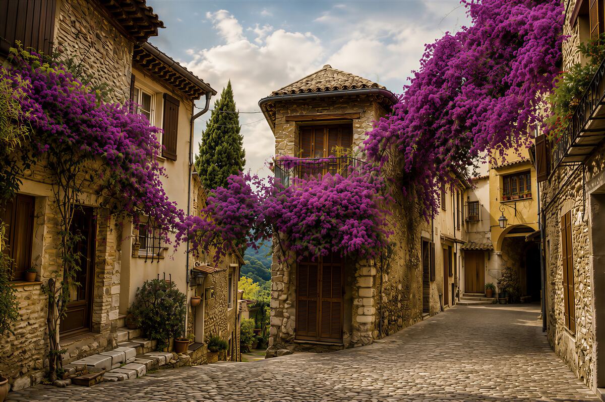 Fotobehang schilderachtige straat in de Provence