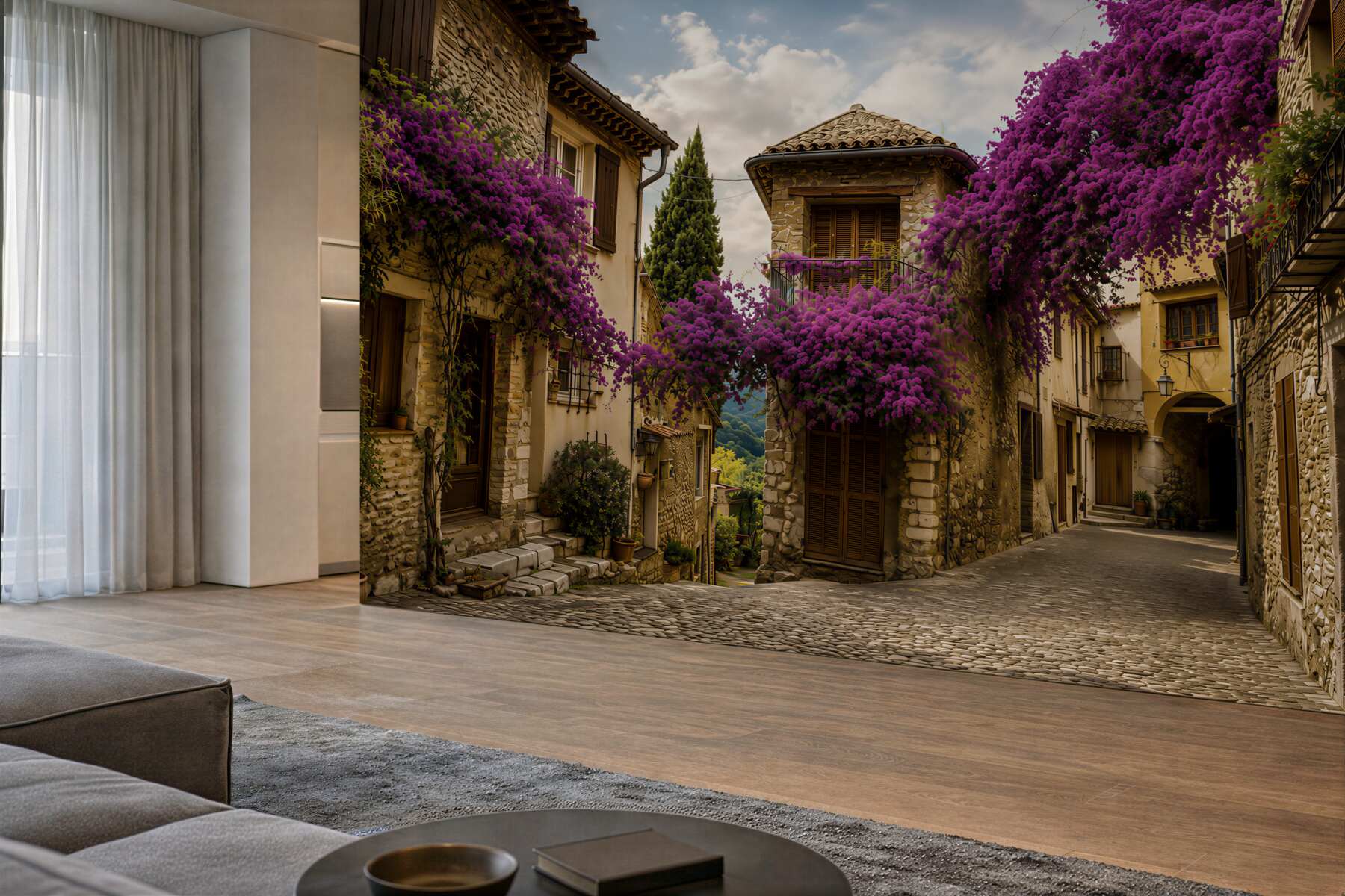 Fotobehang schilderachtige straat in de Provence