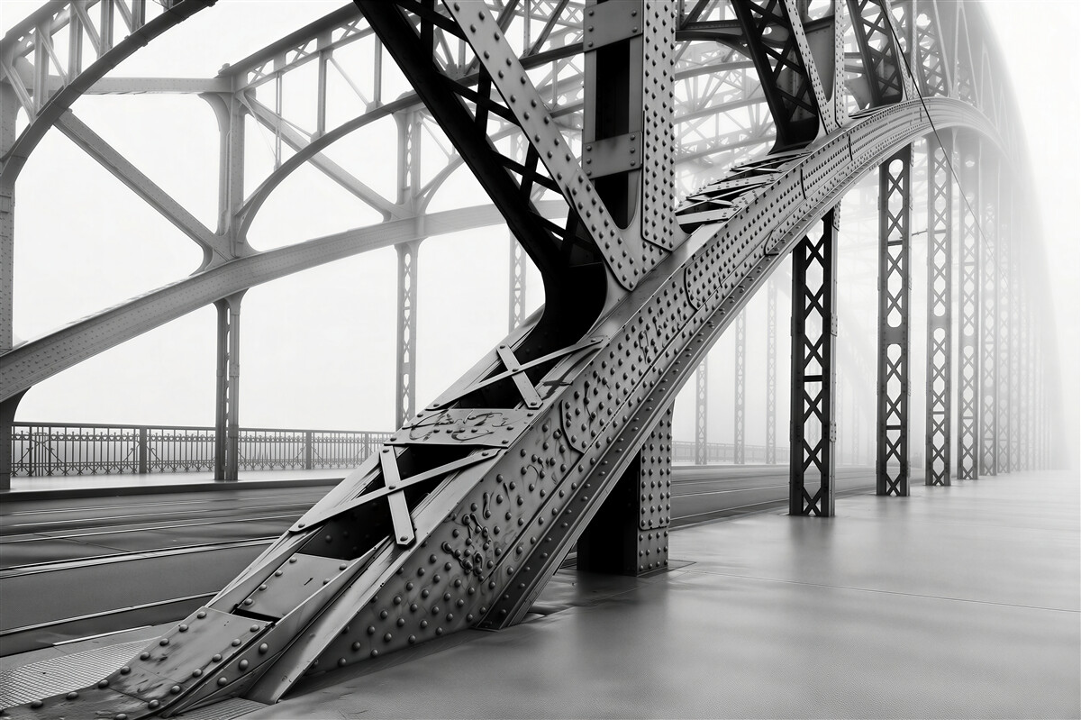 Fotobehang stalen elementen van de brug
