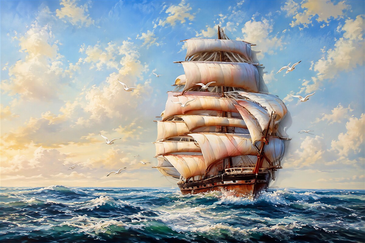 Fotobehang prachtige zeilboot tijdens een storm