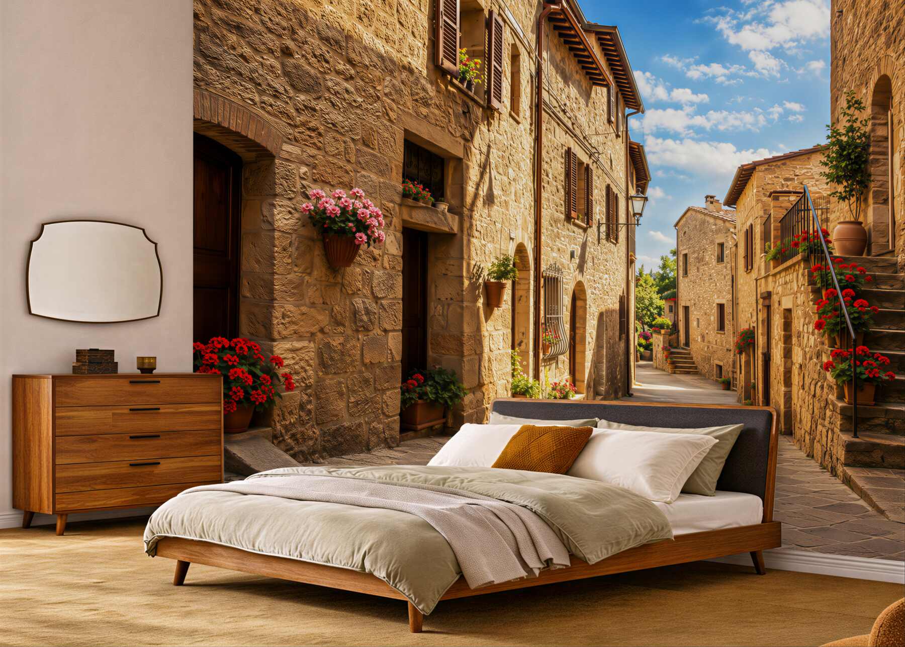 Fotobehang straat op een zomerse dag in Toscane