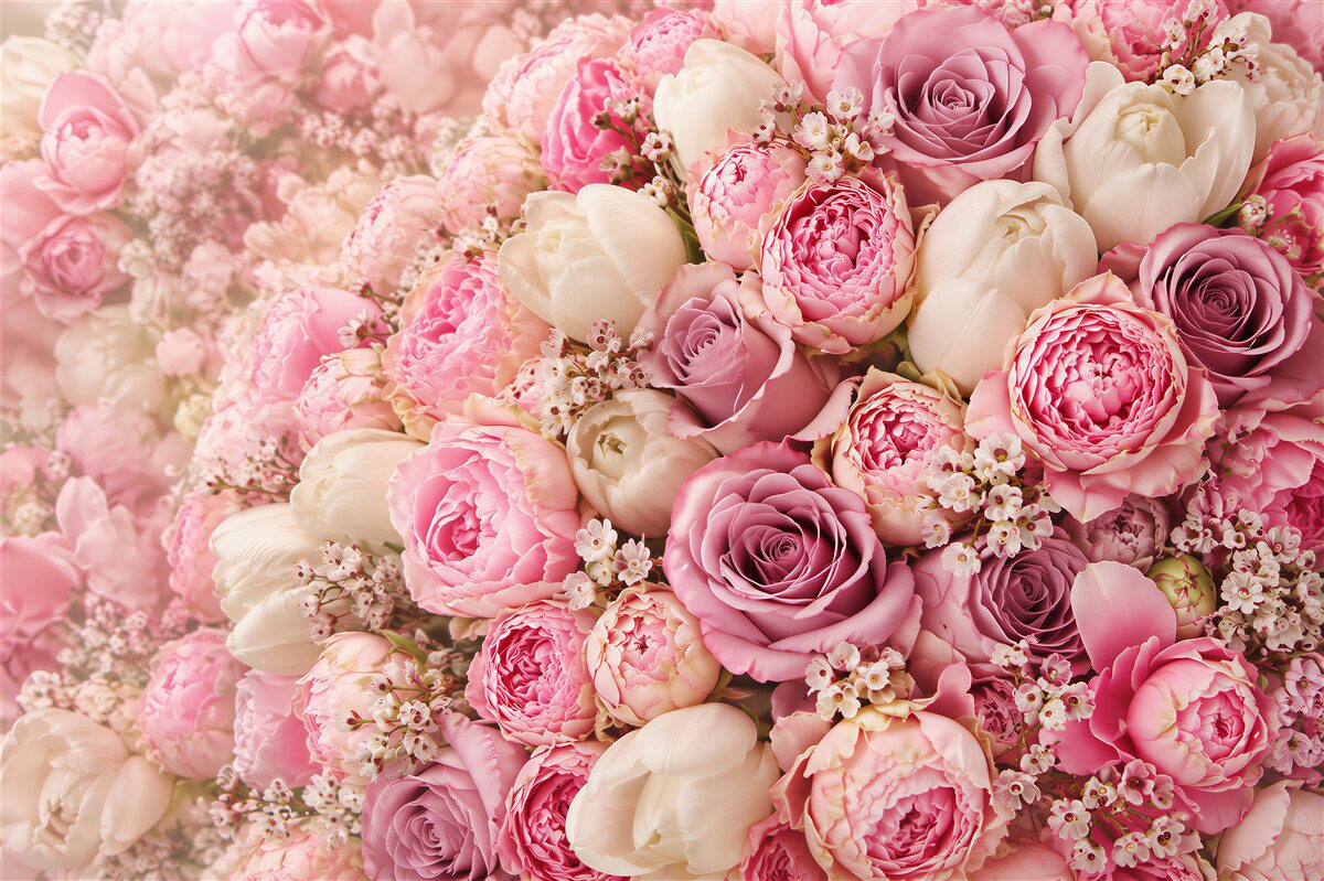 Fotobehang prachtige boeket van verschillende bloemen