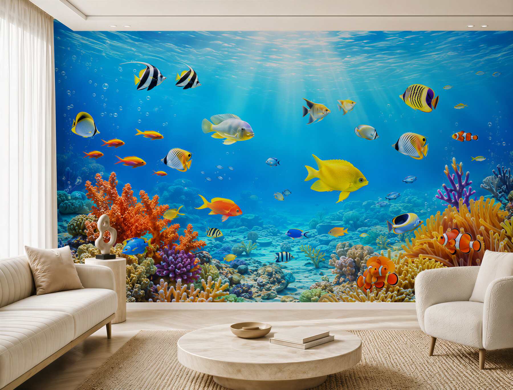 Fotobehang verschillende vissen onder water