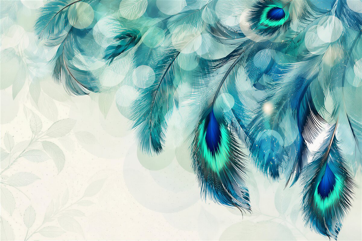 Fotobehang licht turquoise met pruim