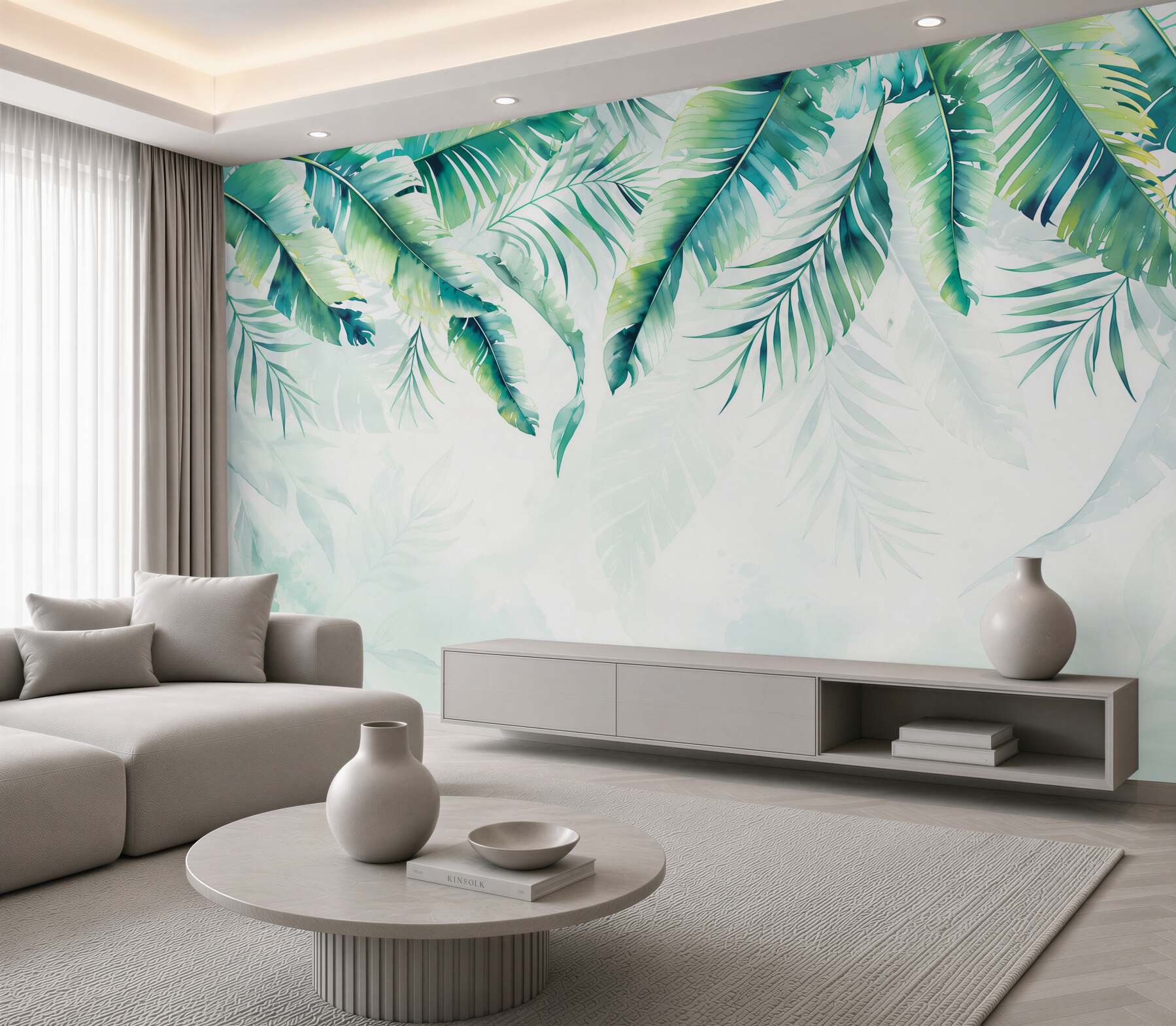 Fotobehang Grote groene bladeren