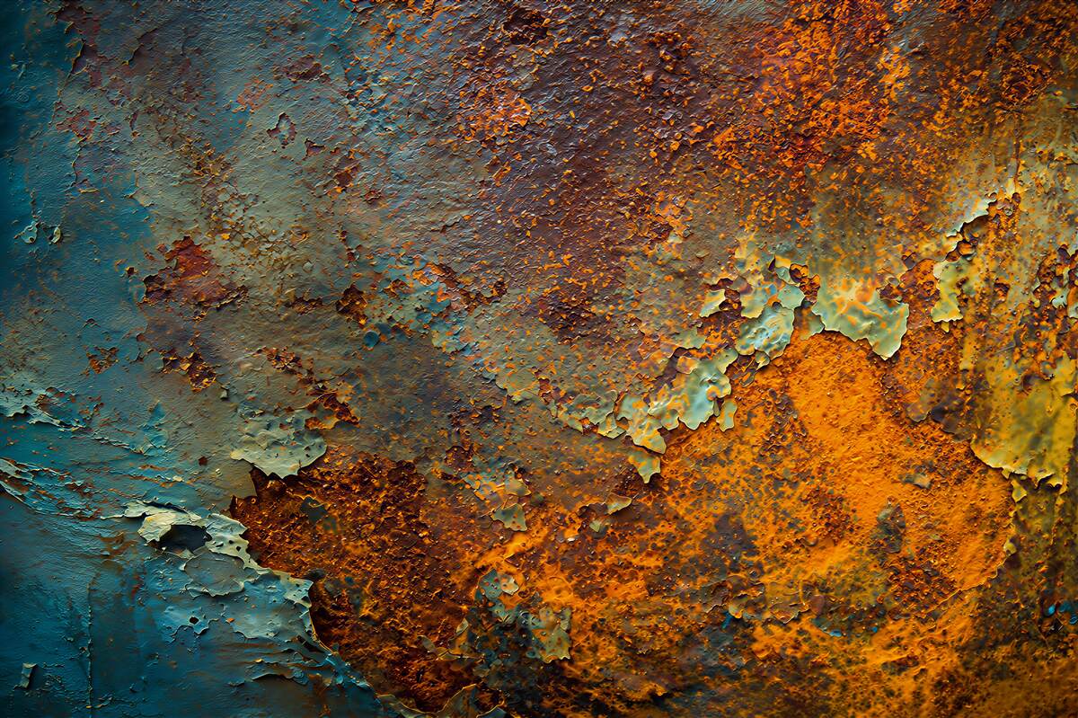 Fotobehang roestige metalen muur