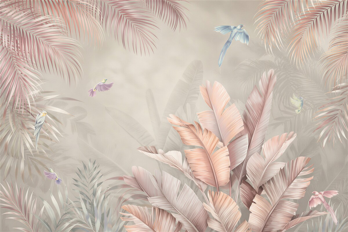 Fotobehang delicate roze tropen