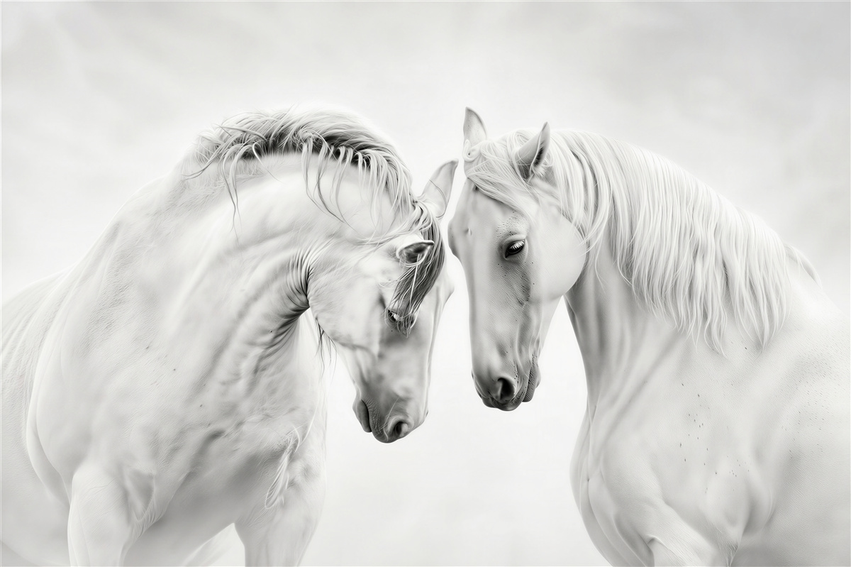 Fotobehang witte paarden communiceren