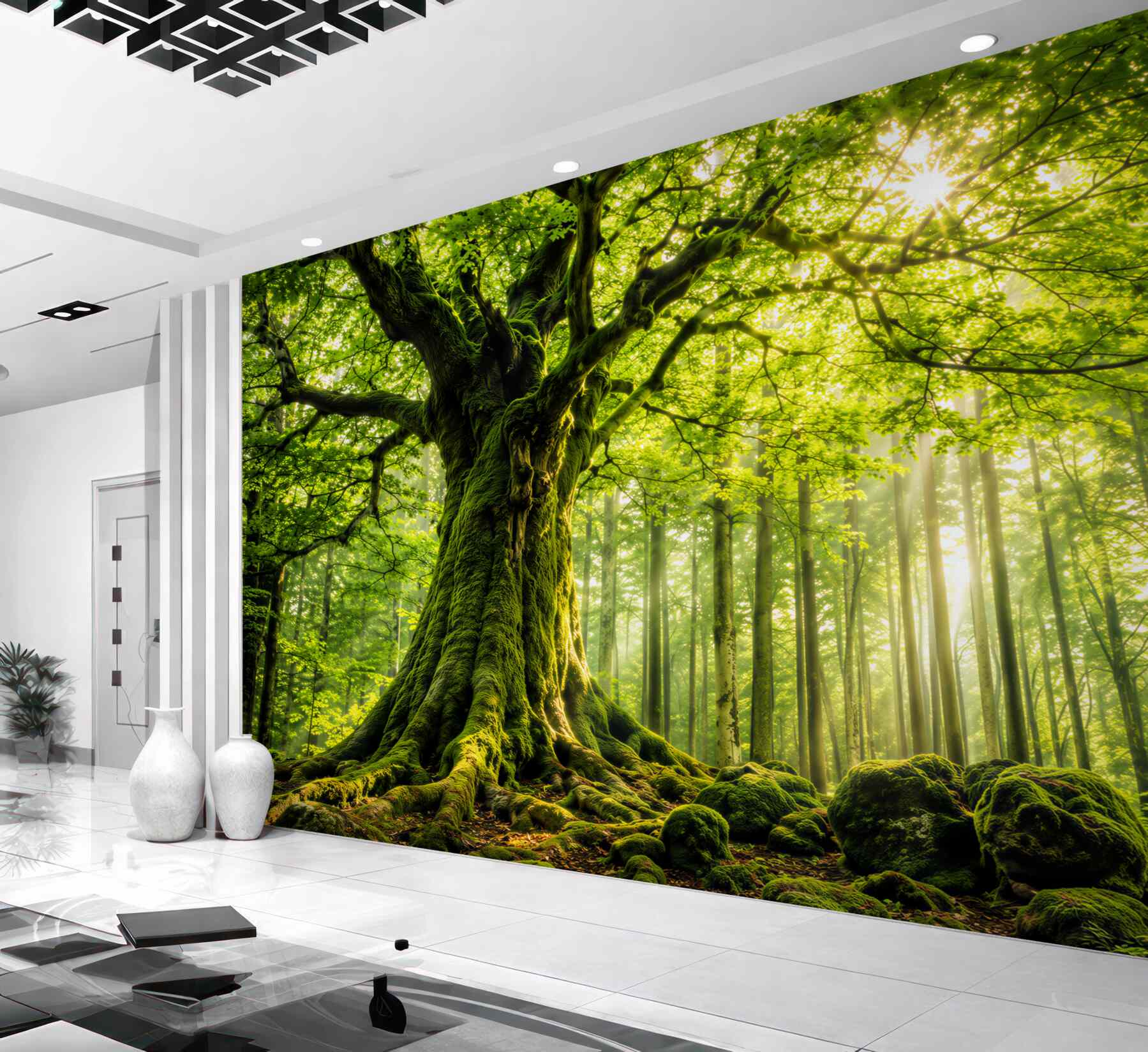 Fotobehang krachtige levensboom ontmoet de dageraad