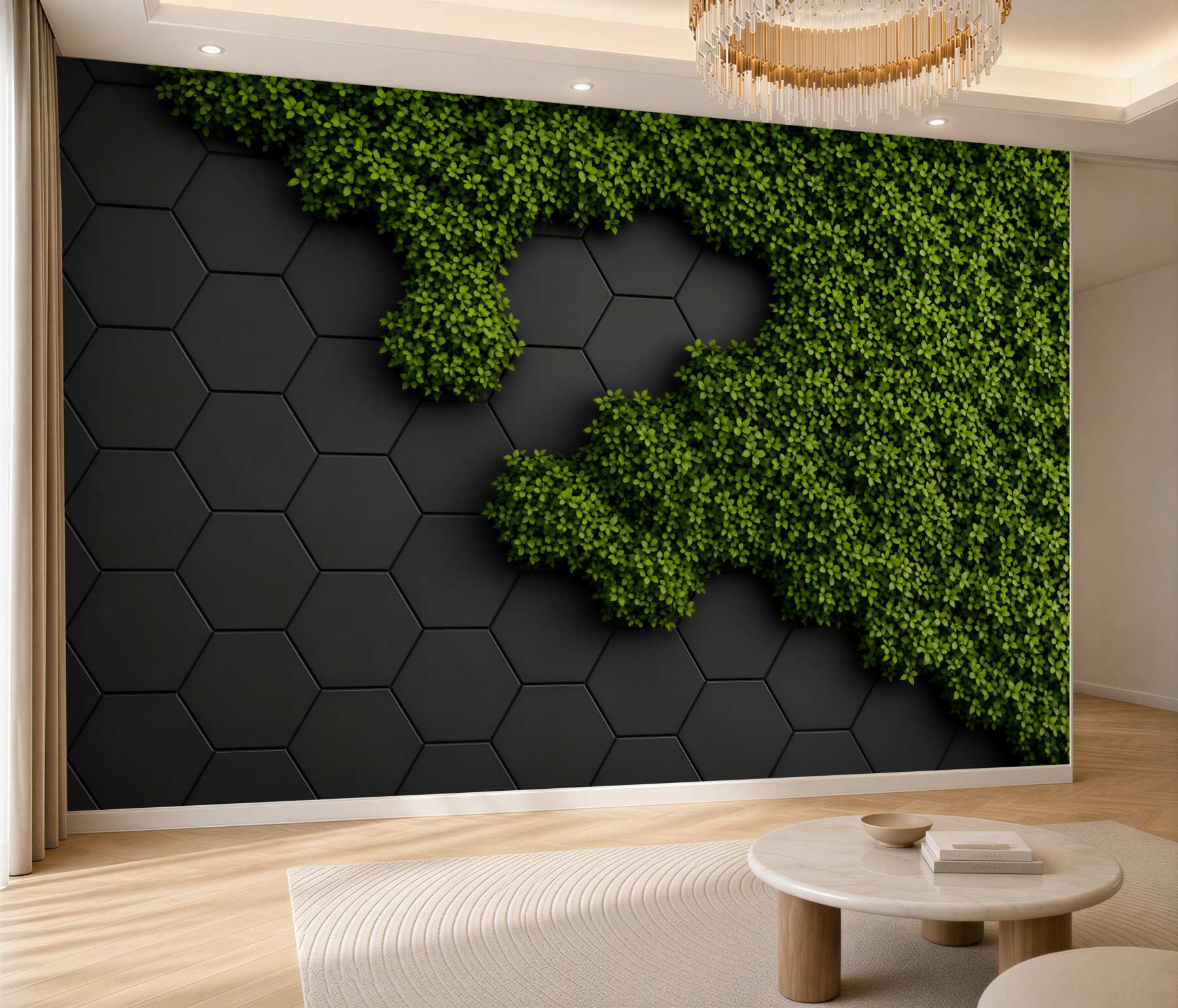 Fotobehang groene mos bedekt een steen