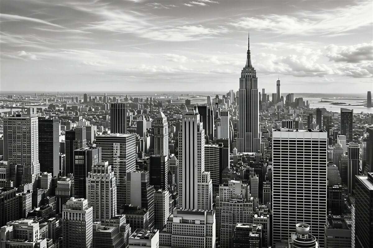 Fotobehang retro panorama van Manhattan
