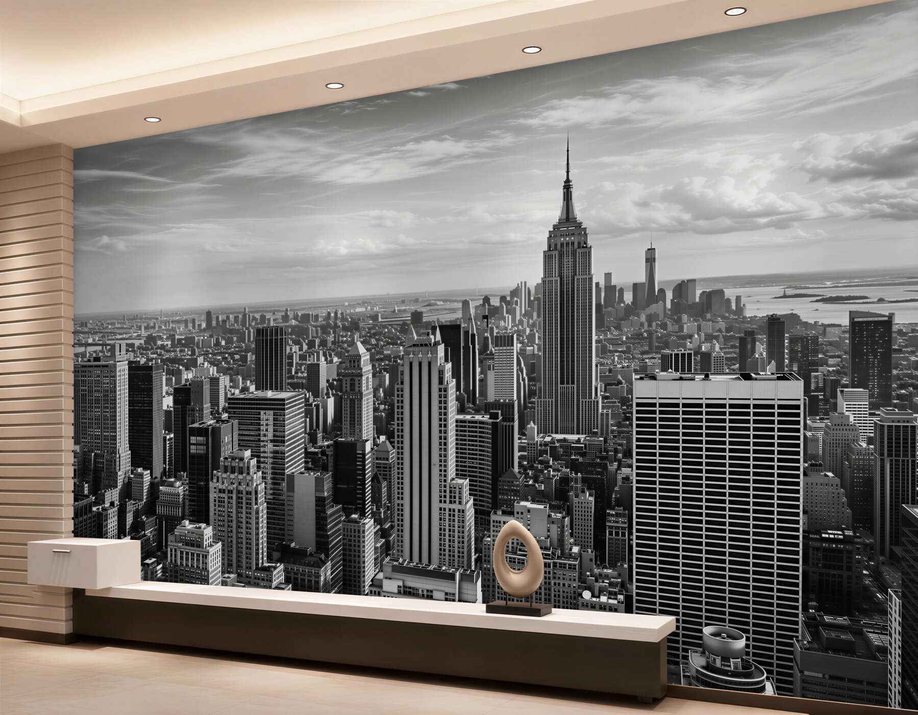 Fotobehang retro panorama van Manhattan