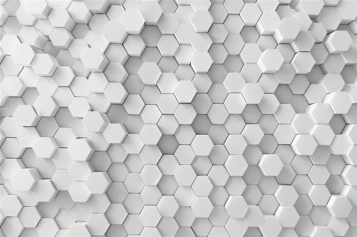 Fotobehang grijze en witte reliëf hexagons