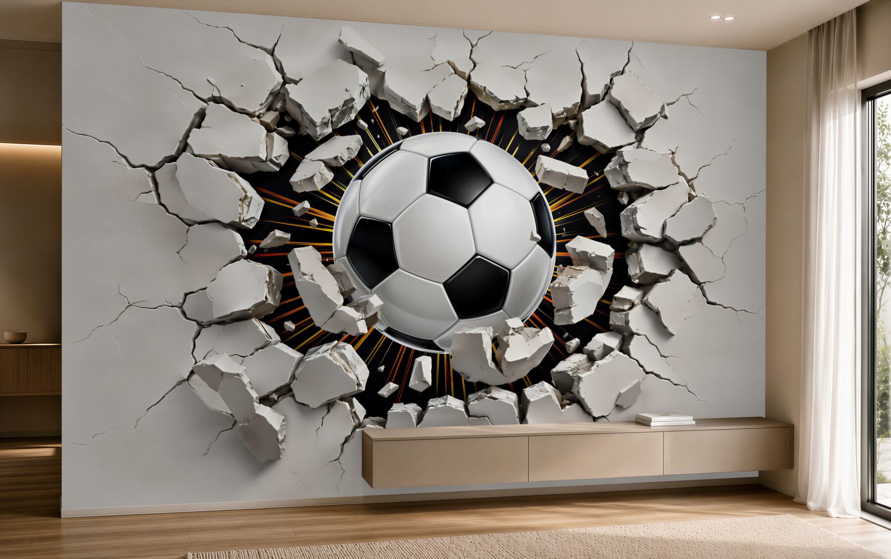 Fotobehang voetbal in de lucht