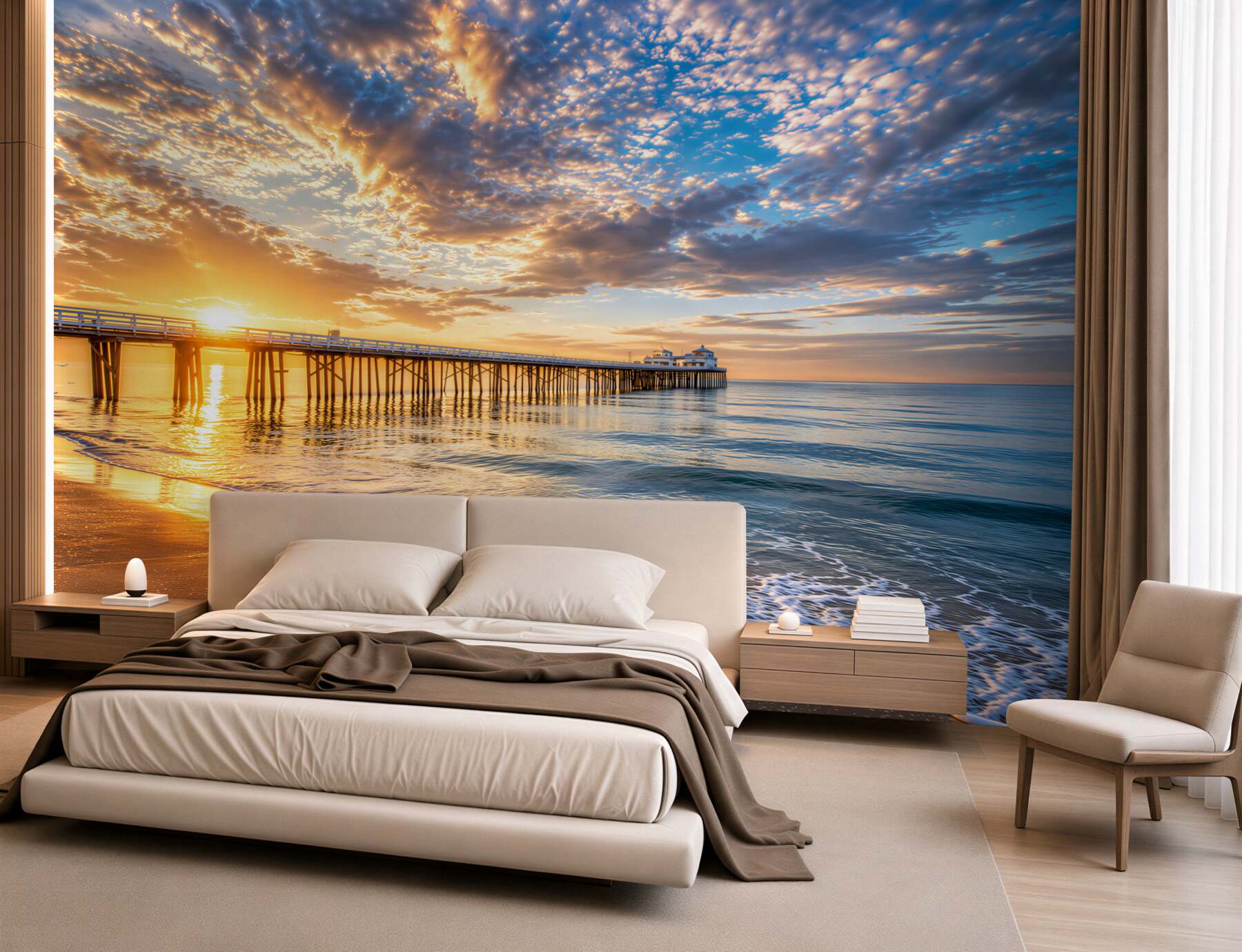 Fotobehang visserssteiger bij zonsopgang