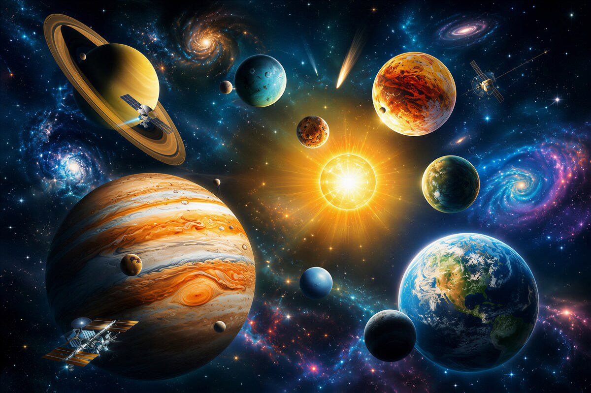Fotobehang schoonheid van verschillende planeten