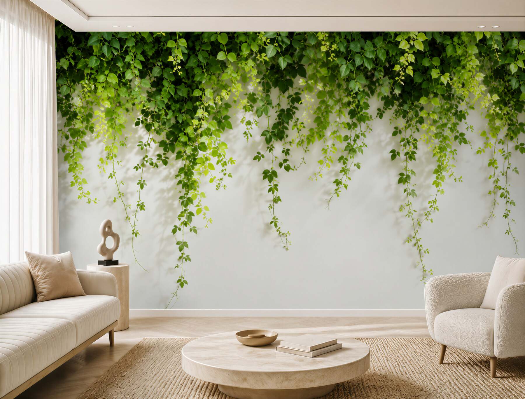 Fotobehang lichtgroene hangplanten