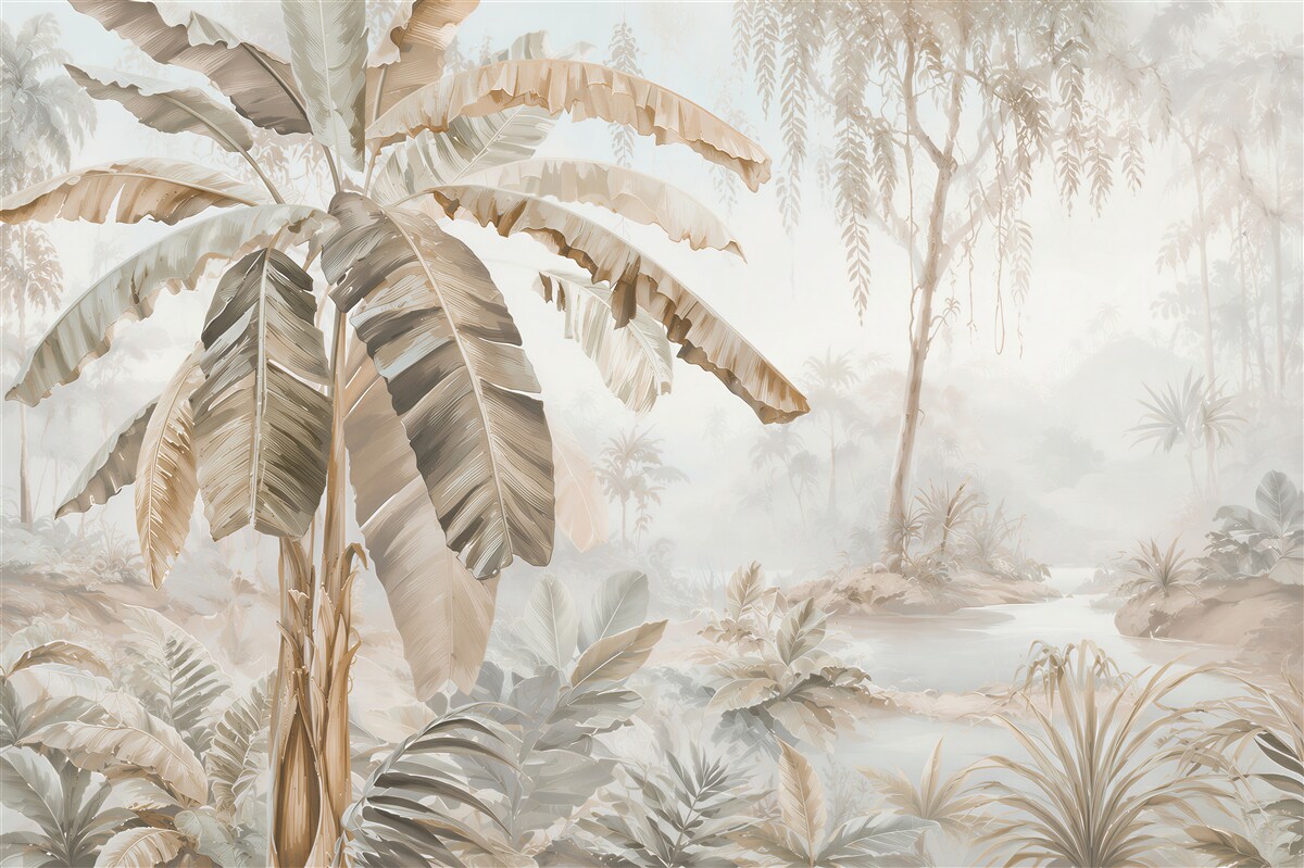 Fotobehang paradijselijke kust met palmbomen