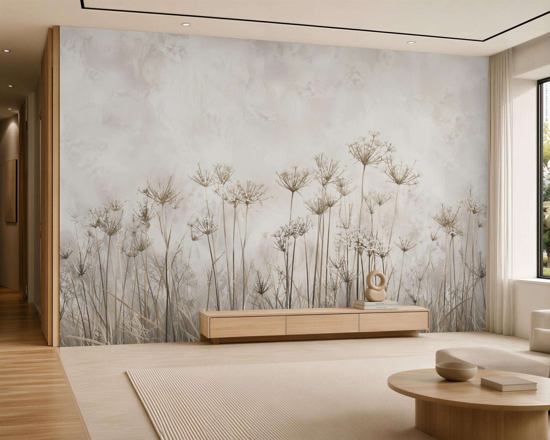 Fotobehang slanke lege paardenbloemen