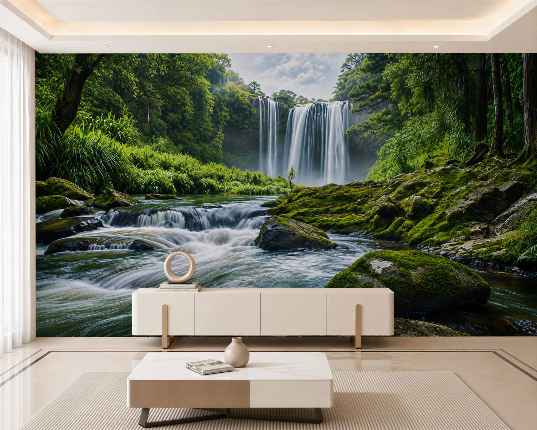 Fotobehang prachtige waterval in het bos