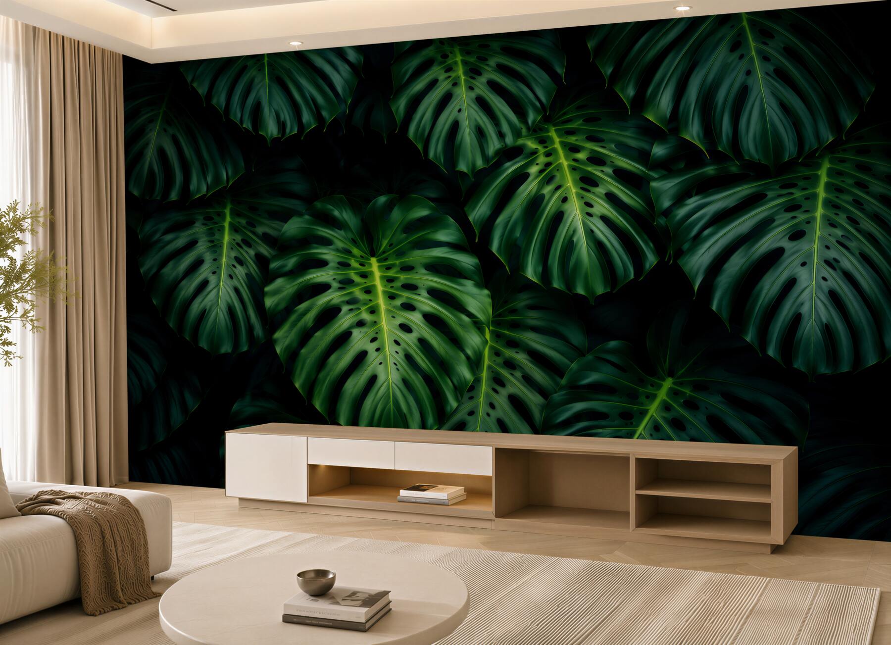 Fotobehang grote groene palmbladeren