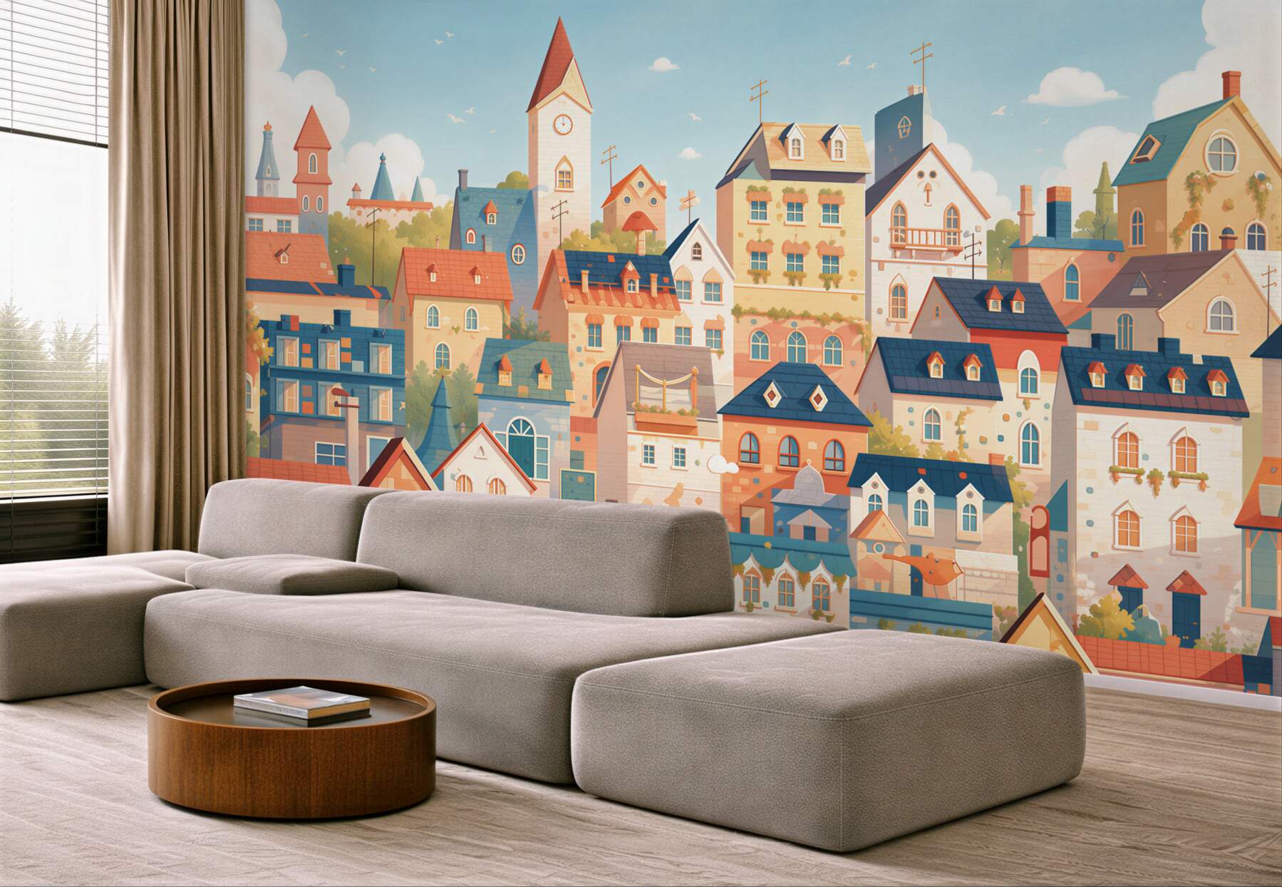 Fotobehang daken van historische huizen