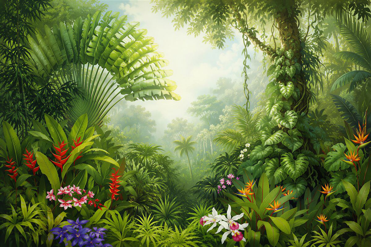 Fotobehang mooie en mysterieuze tropische jungle