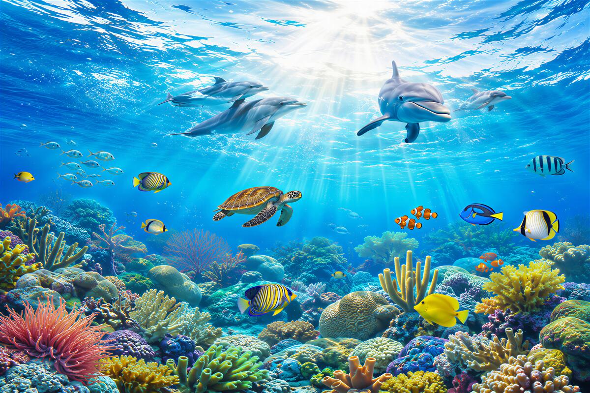 Fotobehang onderwaterwereld op de bodem