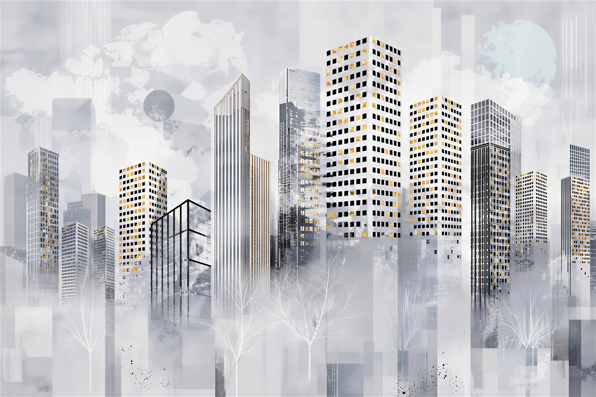 Fotobehang handgetekende stad