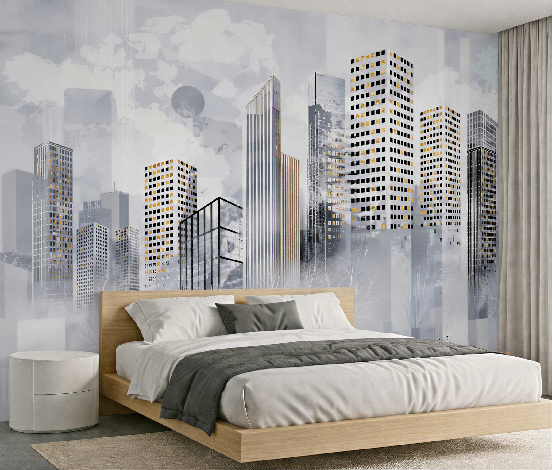 Fotobehang handgetekende stad