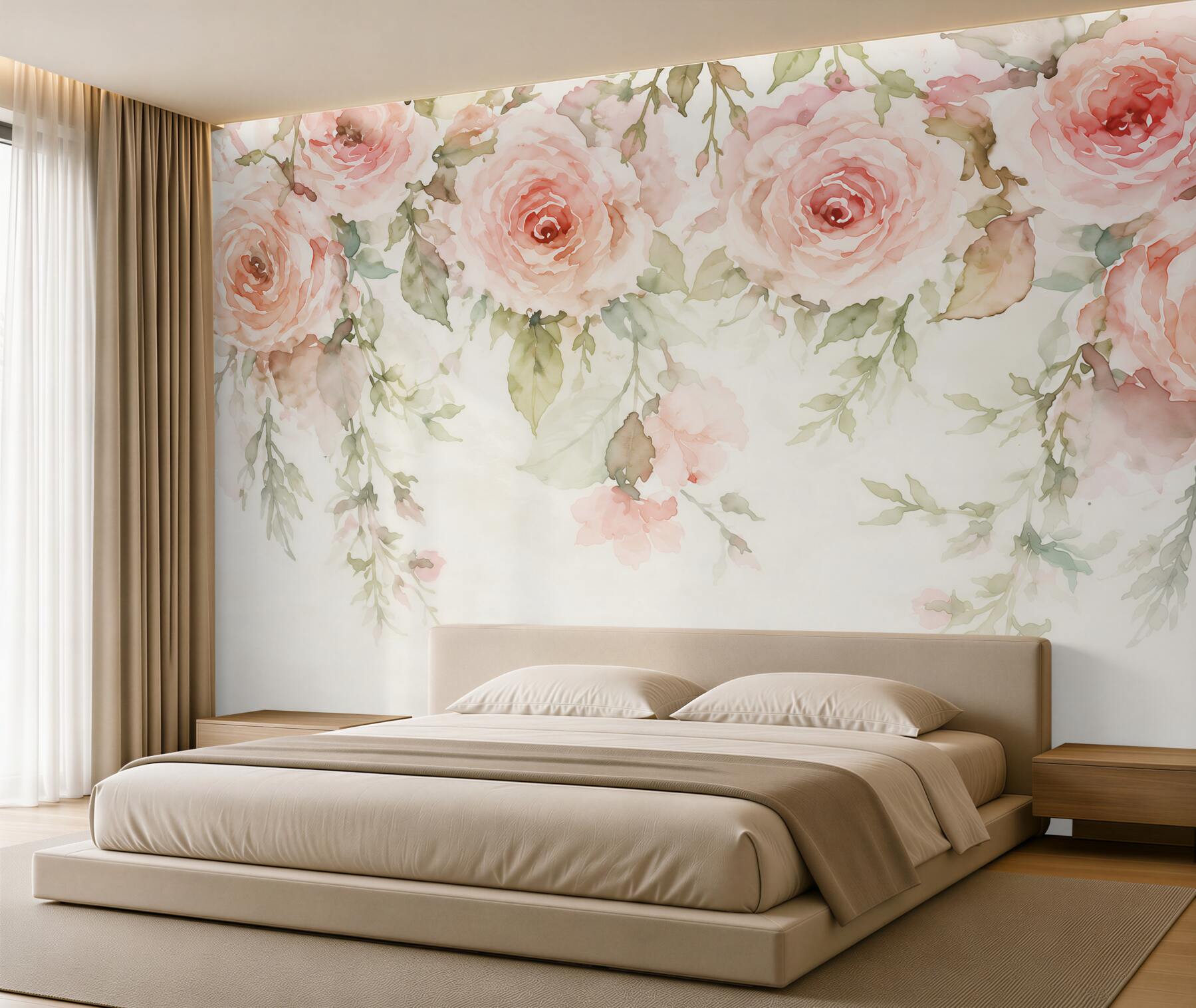 Fotobehang enorme roze knoppen die hangen